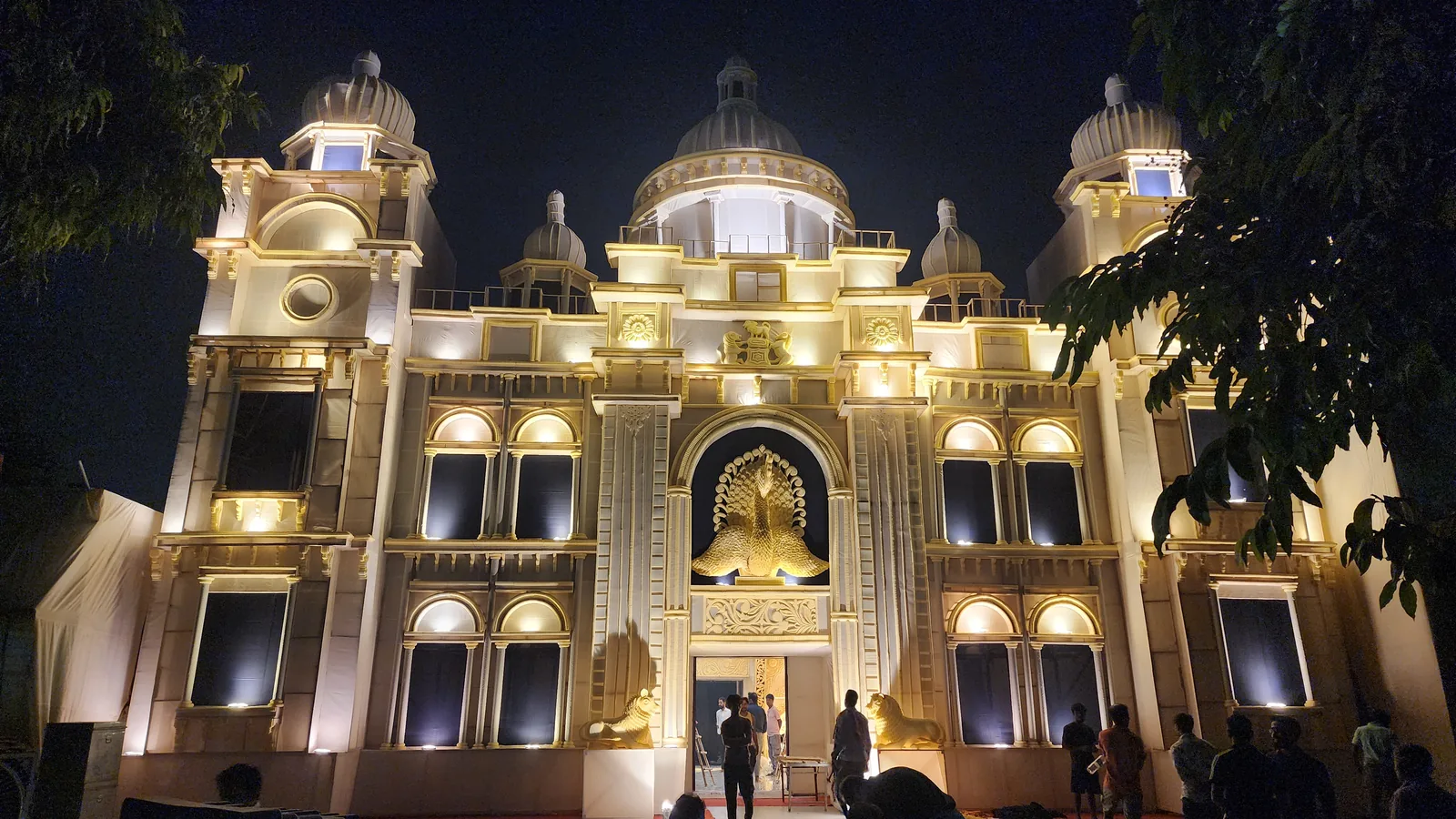 The pandal at Sector 61, October 2026.